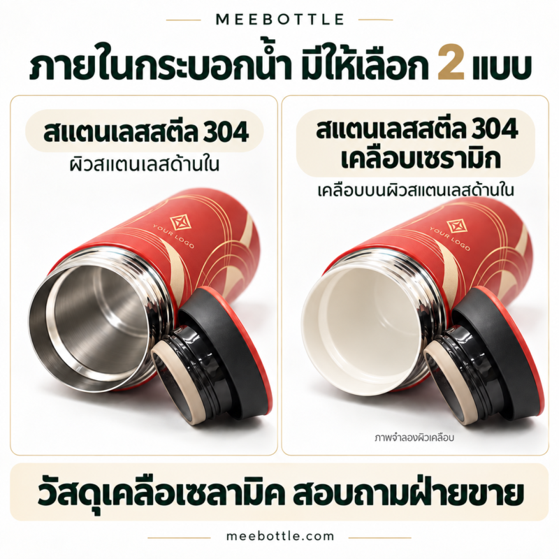 Vacuum Flask กระติกน้ำเก็บอุงณหภูมิ กระบอกน้ำพรีเมี่ยม แสตนเลส แลพเซลามิค VF-03